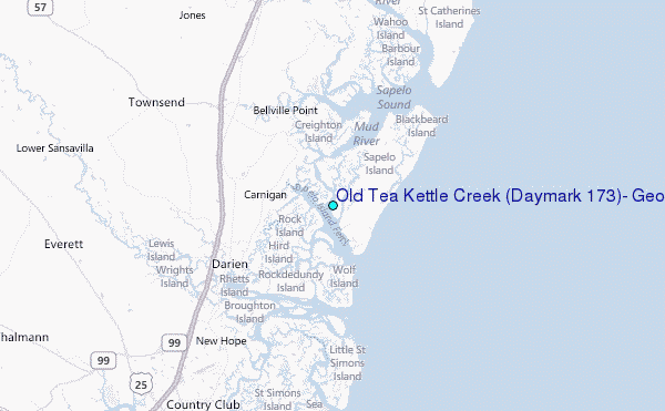Old Tea Kettle Creek (Daymark #173), Georgia Tide Station Location Map