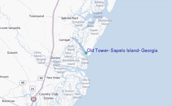 Old Tower, Sapelo Island, Georgia Tide Station Location Map