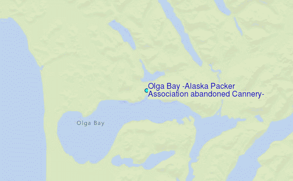 Olga Bay (Alaska Packer Association abandoned Cannery), Alaska Tide Station Location Map