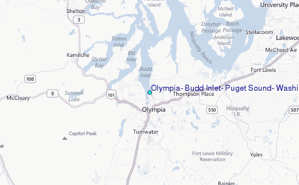 Olympia, Budd Inlet, Puget Sound, Washington Tide Station Location Map