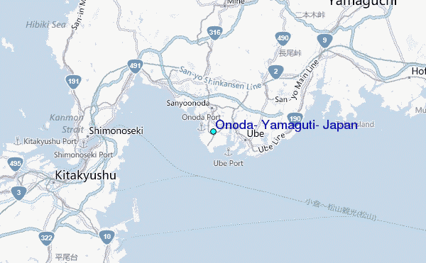 Onoda, Yamaguti, Japan Tide Station Location Map