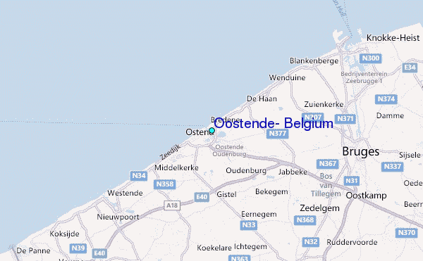 Oostende, Belgium Tide Station Location Map