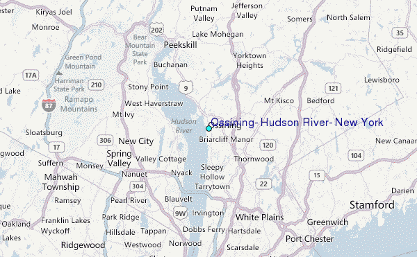 Ossining, Hudson River, New York Tide Station Location Map