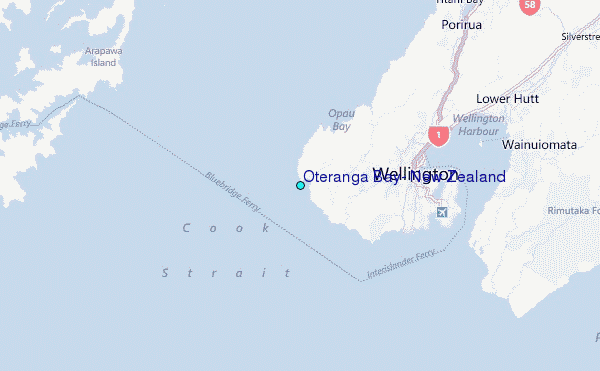 Oteranga Bay, New Zealand Tide Station Location Map