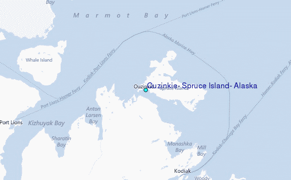 Ouzinkie, Spruce Island, Alaska Tide Station Location Map