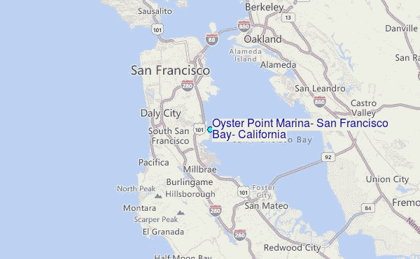 Oyster Point Marina, San Francisco Bay, California Tide Station Location Map