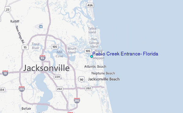 Pablo Creek Entrance, Florida Tide Station Location Map