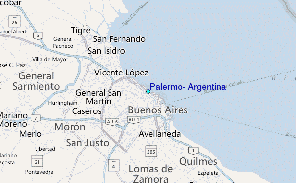 Palermo, Argentina Tide Station Location Map