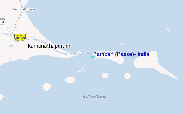 Pamban (Passe), India Tide Station Location Map