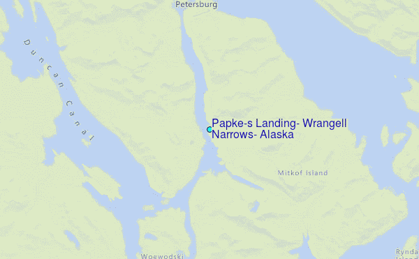 Papke's Landing, Wrangell Narrows, Alaska Tide Station Location Map