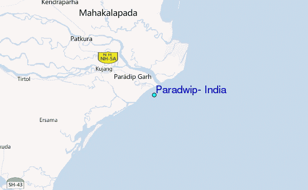 Paradwip, India Tide Station Location Map