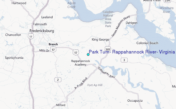 Park Turn, Rappahannock River, Virginia Tide Station Location Map
