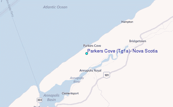 Parkers Cove (Tg1a), Nova Scotia Tide Station Location Map