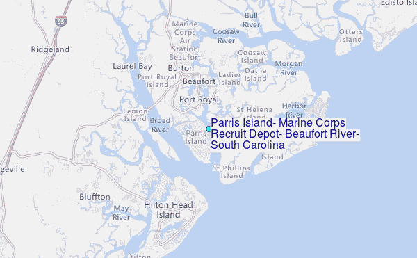 Parris Island, Marine Corps Recruit Depot, Beaufort River, South Carolina Tide Station Location Map