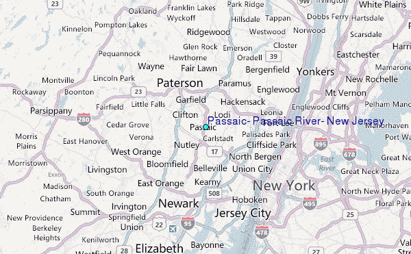 Passaic, Passaic River, New Jersey Tide Station Location Map