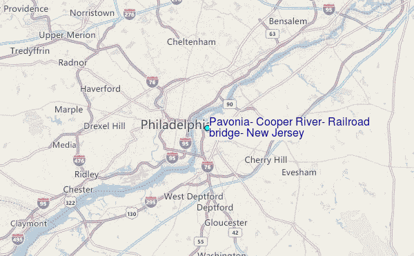 Pavonia, Cooper River, Railroad bridge, New Jersey Tide Station Location Map