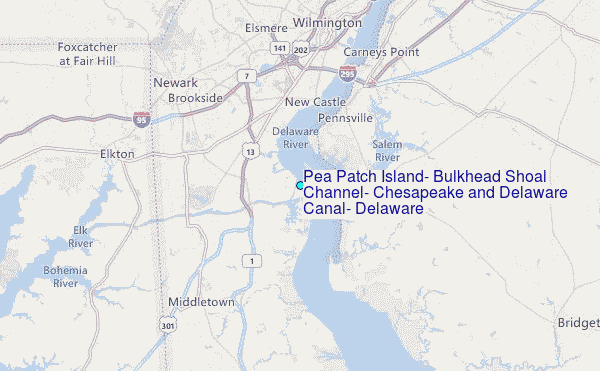 Pea Patch Island, Bulkhead Shoal Channel, Chesapeake and Delaware Canal, Delaware Tide Station Location Map