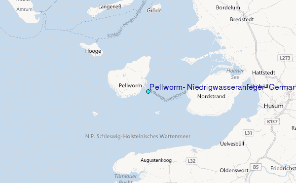 Pellworm, Niedrigwasseranleger, Germany Tide Station Location Map