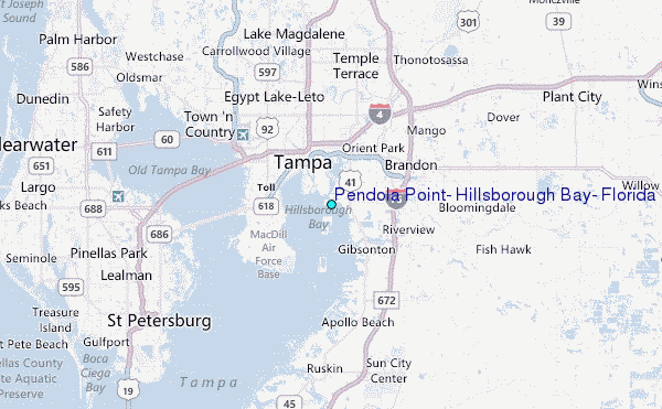 Pendola Point, Hillsborough Bay, Florida Tide Station Location Map