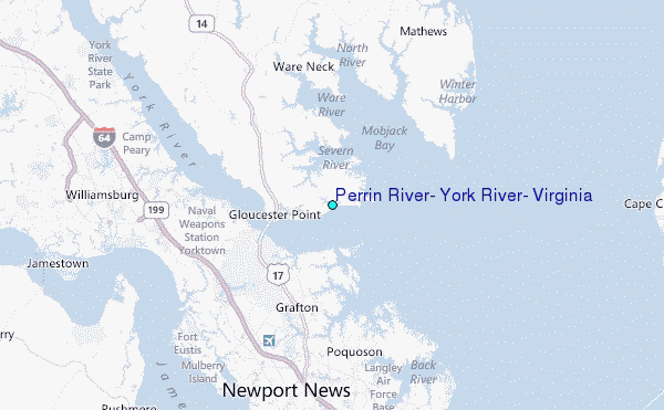 Perrin River, York River, Virginia Tide Station Location Map