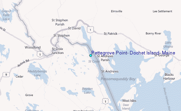 Pettegrove Point, Dochet Island, Maine Tide Station Location Map