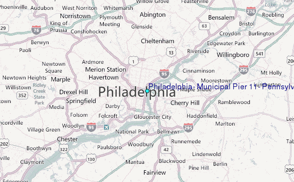 Philadelphia, Municipal Pier 11, Pennsylvania Tide Station Location Map