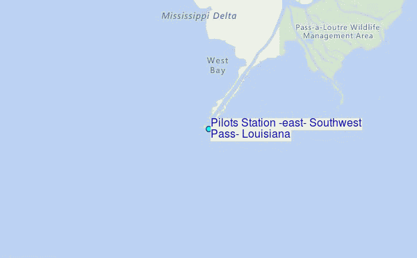 Pilots Station (east), Southwest Pass, Louisiana Tide Station Location Map