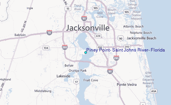 Piney Point, Saint Johns River, Florida Tide Station Location Map