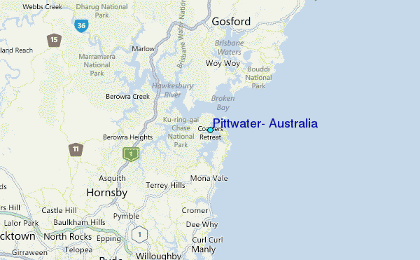 Pittwater, Australia Tide Station Location Map