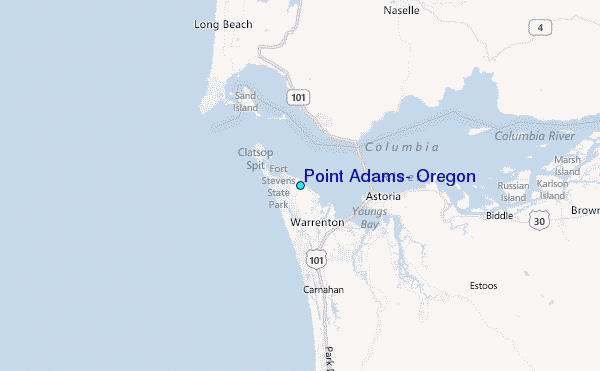 Point Adams, Oregon Tide Station Location Map