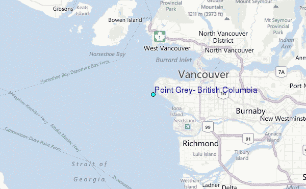 Point Grey, British Columbia Tide Station Location Map