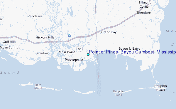 Point of Pines, Bayou Cumbest, Mississippi Tide Station Location Map