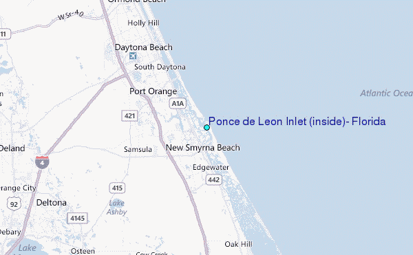 Ponce de Leon Inlet (inside), Florida Tide Station Location Map