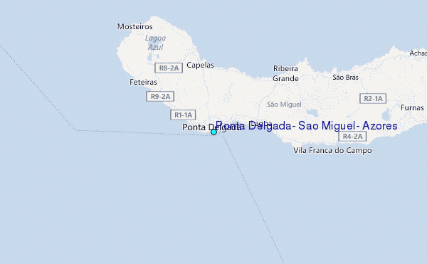 Ponta Delgada, Sao Miguel, Azores Tide Station Location Map