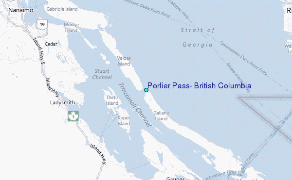 Porlier Pass, British Columbia Tide Station Location Map