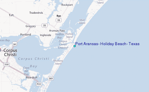 Port Aransas, Holiday Beach, Texas Tide Station Location Map