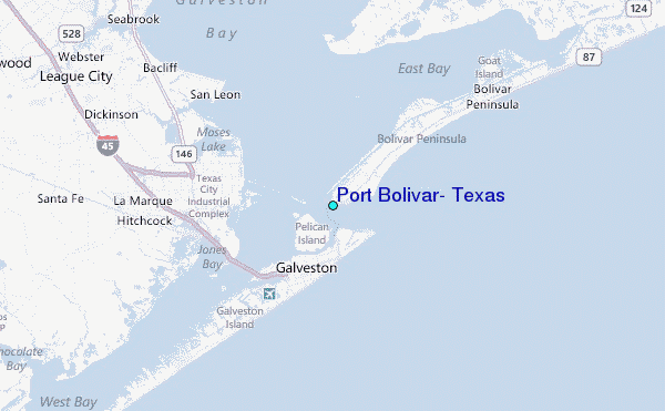Port Bolivar, Texas Tide Station Location Map