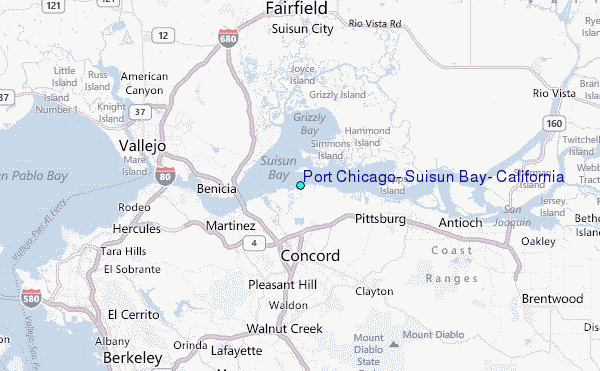 Port Chicago, Suisun Bay, California Tide Station Location Map