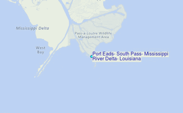 Port Eads, South Pass, Mississippi River Delta, Louisiana Tide Station Location Map