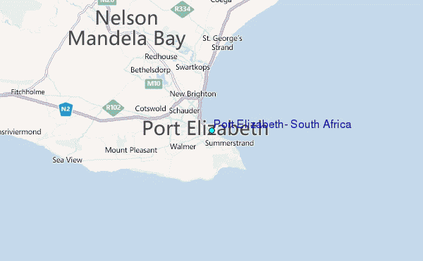 Port Elizabeth, South Africa Tide Station Location Map