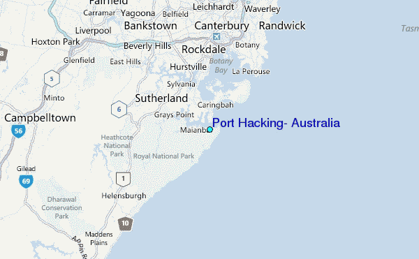 Port Hacking, Australia Tide Station Location Map