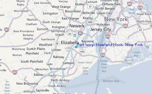 Port Ivory, Howland Hook, New York Tide Station Location Map
