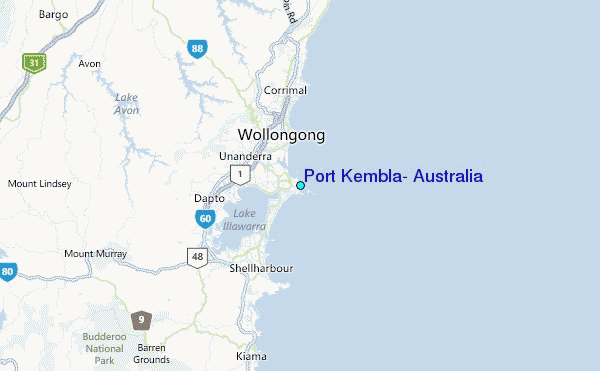 Port Kembla, Australia Tide Station Location Map