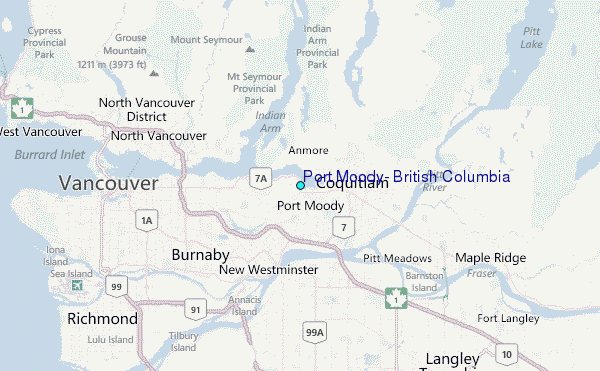 Port Moody, British Columbia Tide Station Location Map