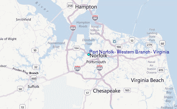 Port Norfolk, Western Branch, Virginia Tide Station Location Map