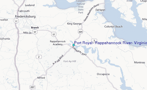 Port Royal, Rappahannock River, Virginia Tide Station Location Map