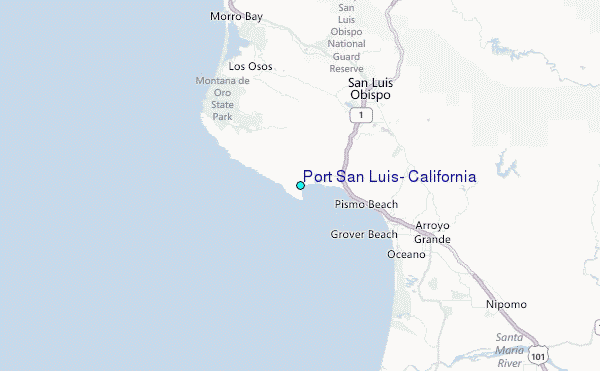 Port San Luis, California Tide Station Location Map