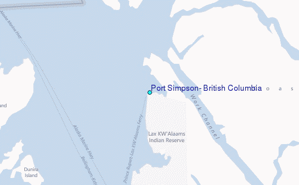 Port Simpson, British Columbia Tide Station Location Map