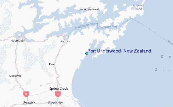 Port Underwood, New Zealand Tide Station Location Map