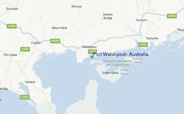 Port Welshpool, Australia Tide Station Location Map